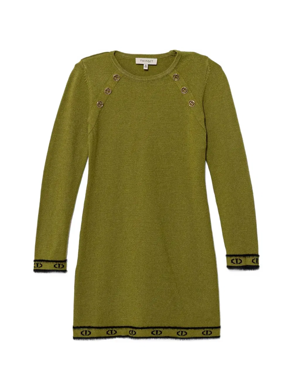 Платье с отделкой и пуговицами Twinset Kids, зеленый