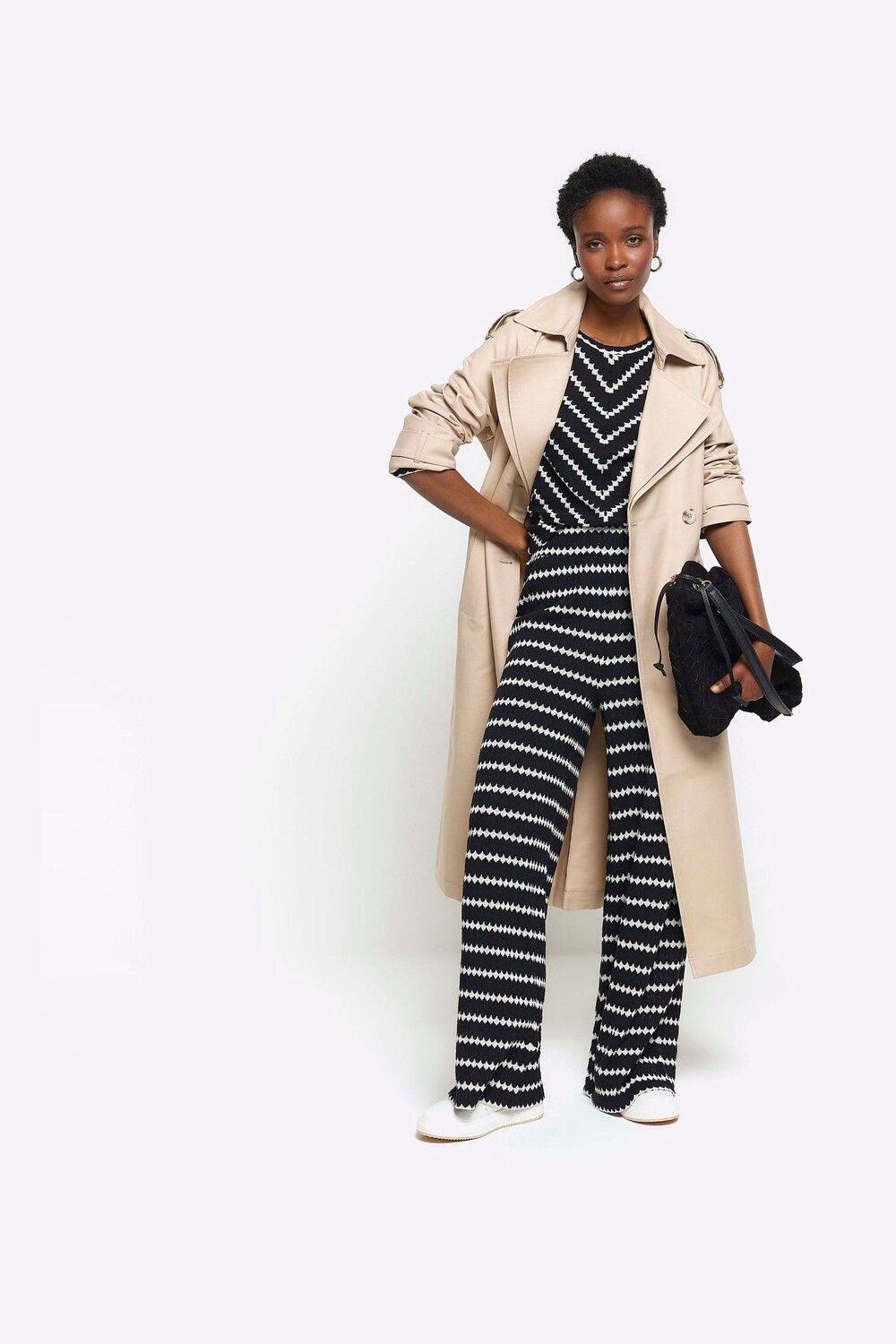 

Широкие брюки связанные крючком River Island, черный