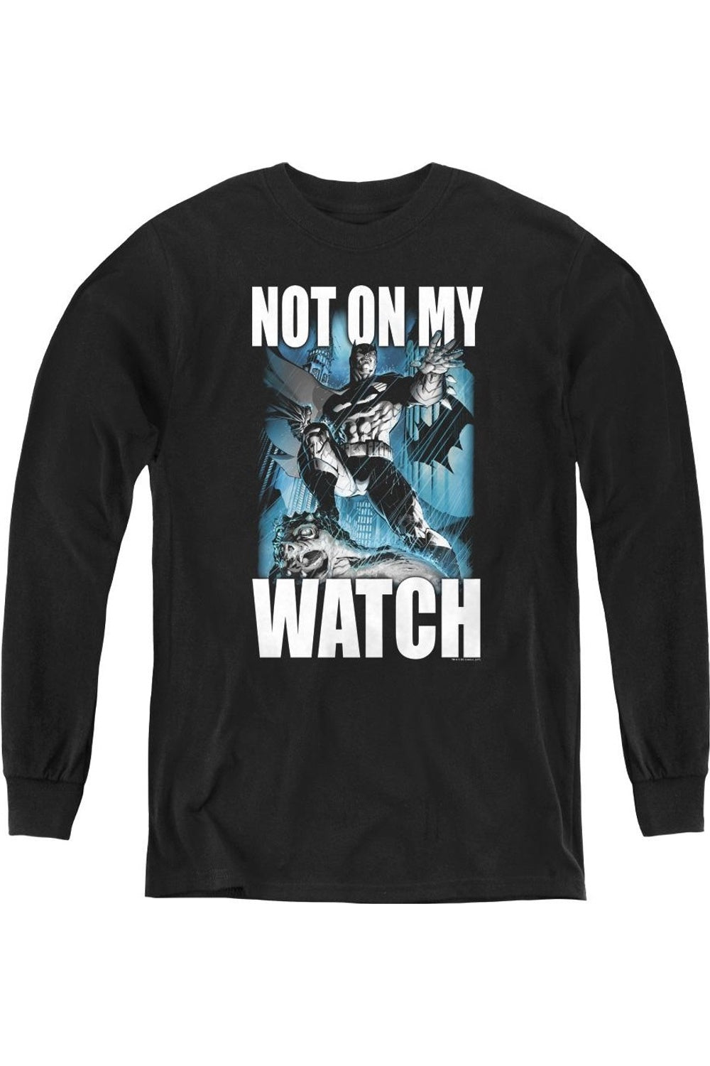 

Футболка с длинным рукавом для детей "Batman: Не на моей вахте" Gildan, черный