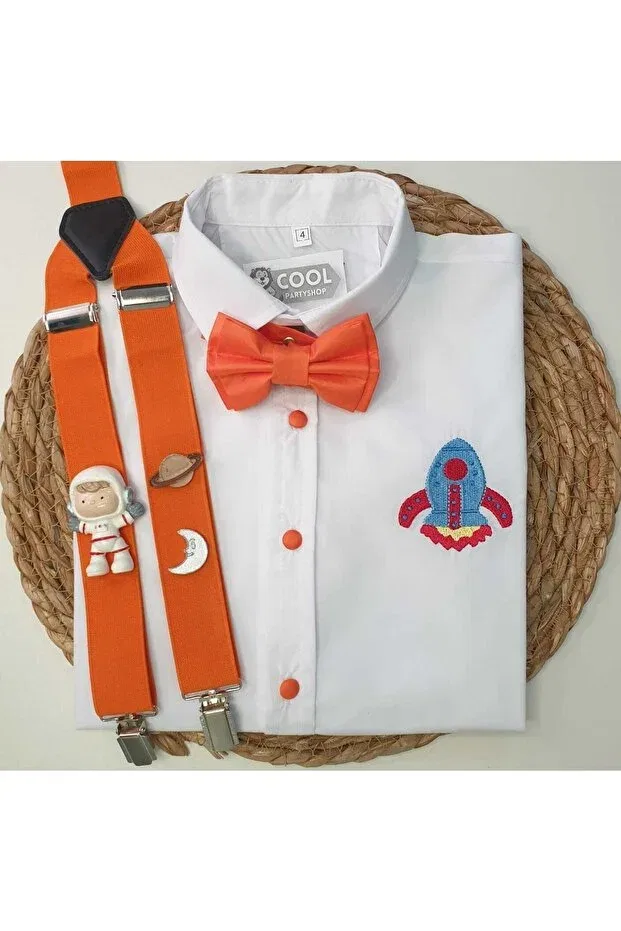 Детская рубашка для мальчиков с длинным рукавом Space Concept Sling Bow Tie Shirt Cool Partyshop, Orange