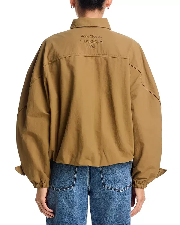 Женская куртка из нейлона с высоким воротником Acne Studios, Dark Khaki — фото 4