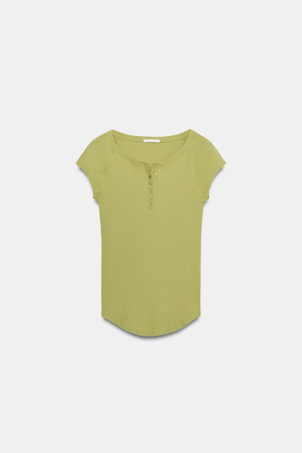 Футболка на пуговицах из смеси льна ZARA, Pistachio — фото 4