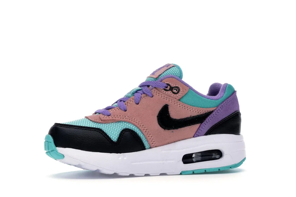 Детские кроссовки с принтом Have a Nike Day Nike Air Max 1, цвет Black/White-Space Purple-Bleached Coral-Hyper Jade — фото 3