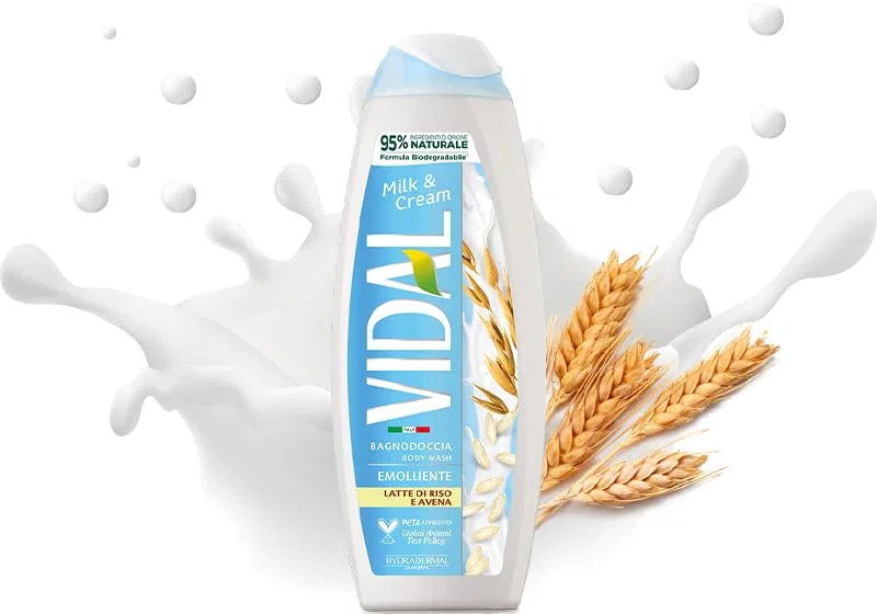 Гель для душа Vidal Bagnodoccia Milk & Cream с рисовым молоком и овсом, 500 мл, 12 шт, Beni Culinari — фото 3