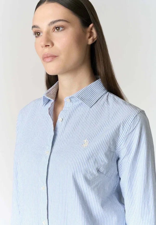 Блуза с принтом в полоску Button-down blouse U.S. Polo Assn., мультиколорe — фото 4