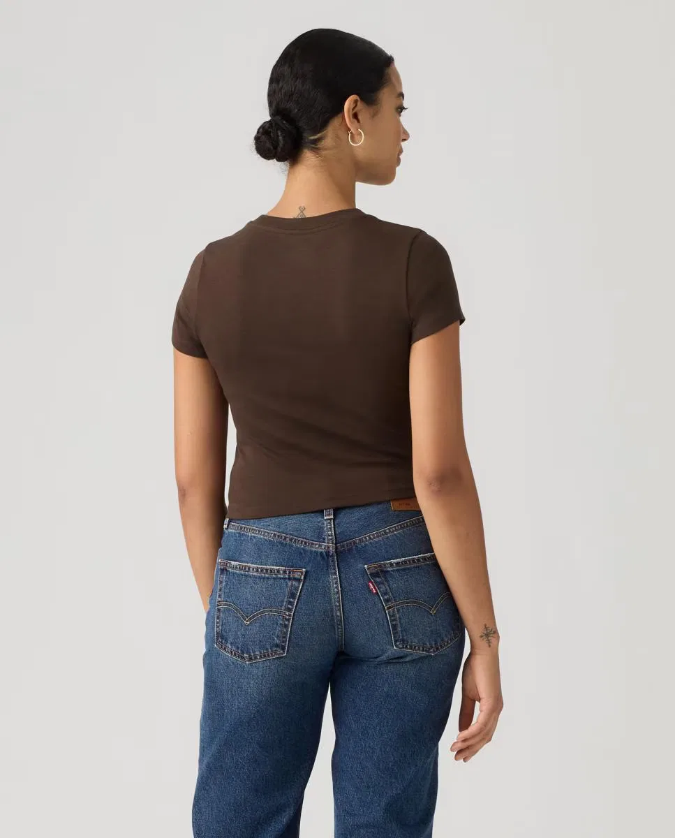 Женская футболка с коротким рукавом, Crop, Levi's, темно-коричневый — фото 2