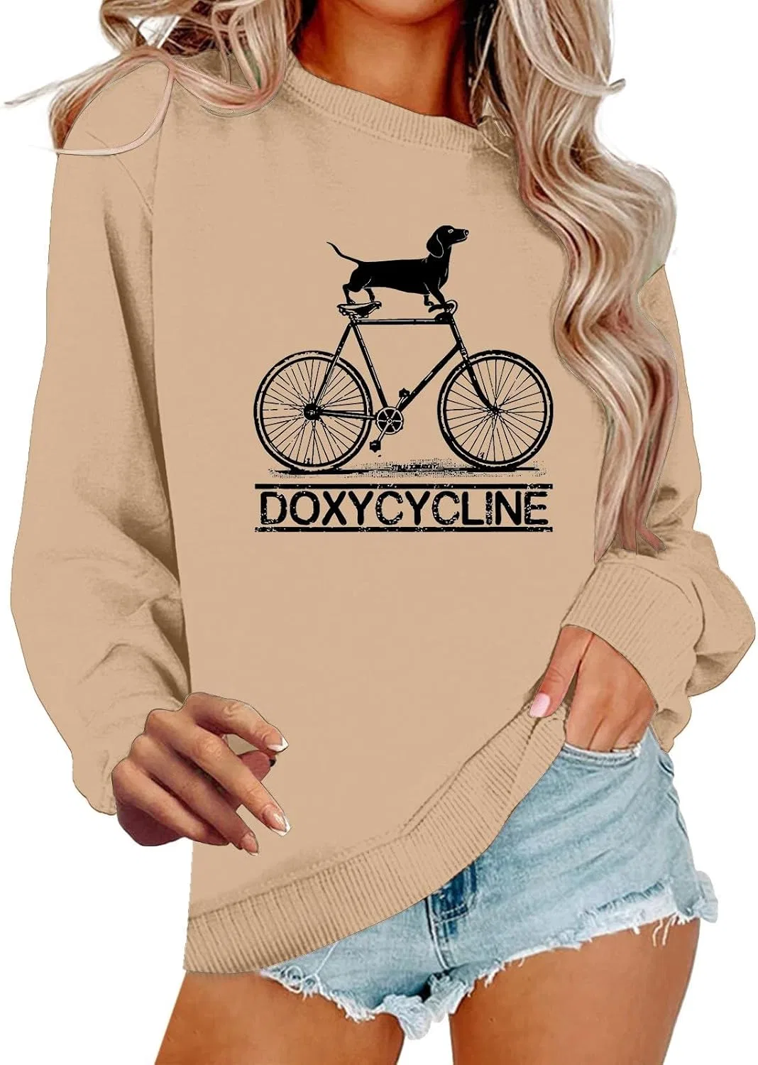 Женское худи с капюшоном и молнией, модель Doxycycline Dachshund, хаки — фото 2