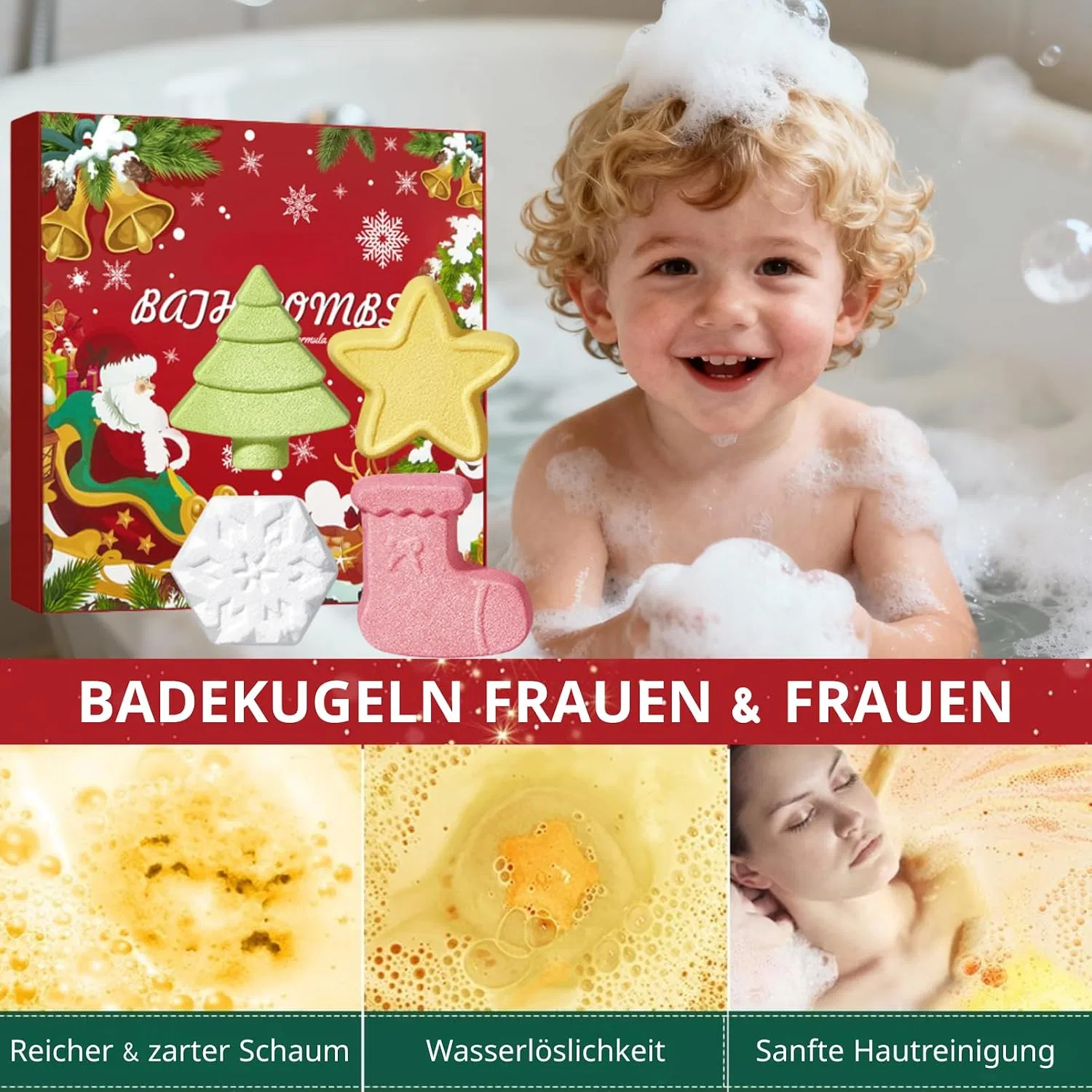 Набор бомбочек для ванны Christmas, UFkeanlo, 4 шт, 480 г — фото 4