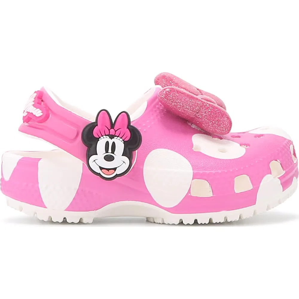 Детские классические сабо Minnie Mouse Crocs, Pink/White Dots — фото 2