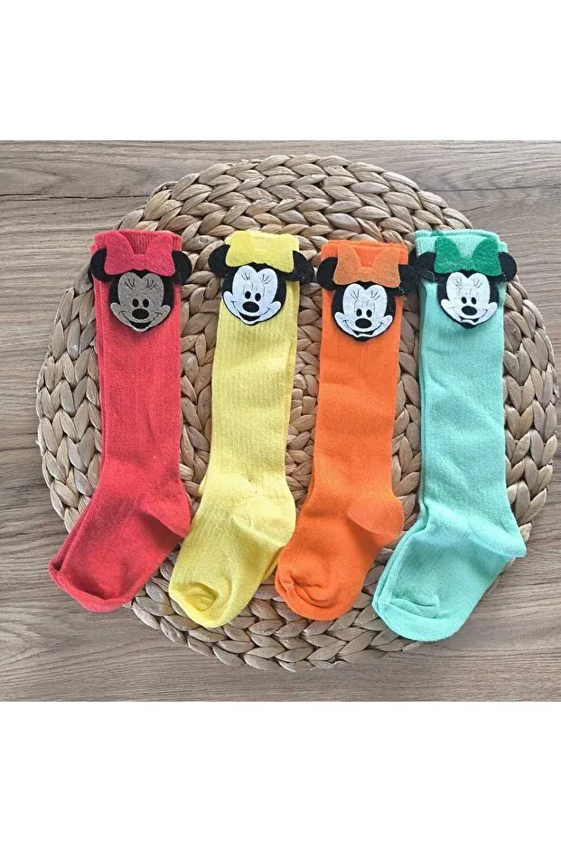 Детский набор носков для девочек с принтом Cute Mouse Detailed Colorful Knee-High 4-Piece Socks Set Renata'S, Multicolor