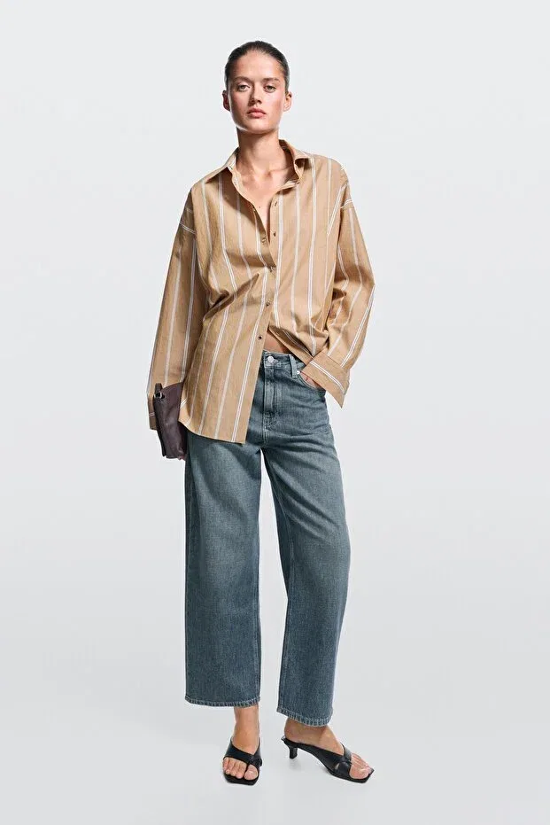 Женские джинсы с широкой штаниной Massimo Dutti, Blue