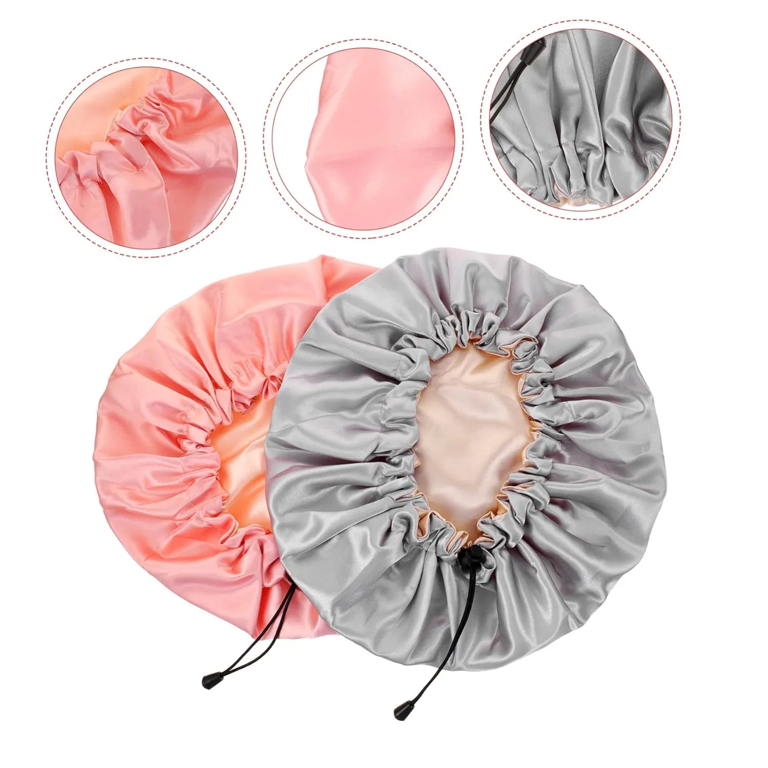 Набор шапочек для душа двойной слой, 6 шт, FRCOLOR, Pink-Grey — фото 2