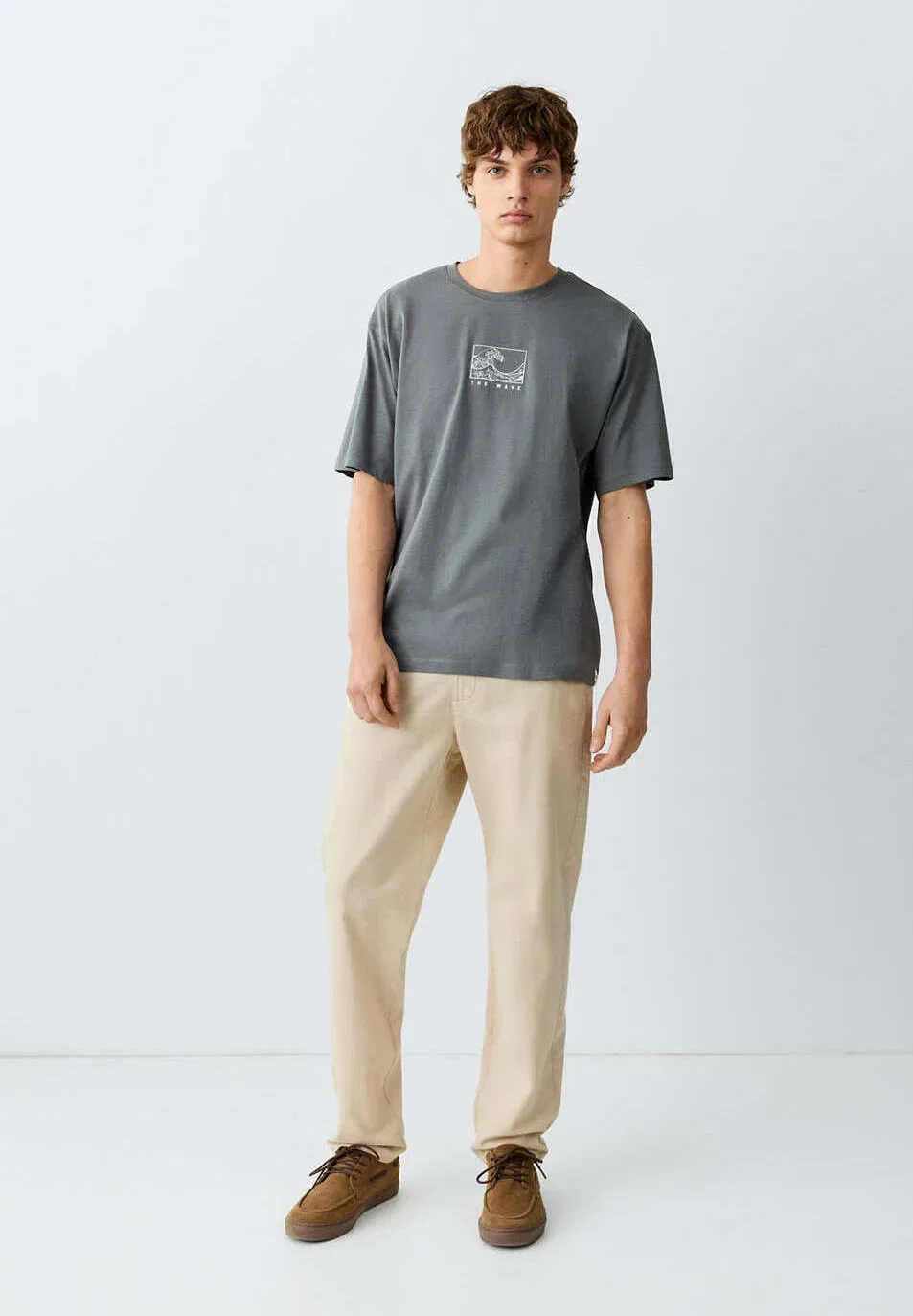 Футболка с принтом для подростков Mango Kids, Anthracite — фото 2