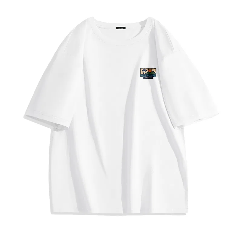 Футболка детская с принтом MINISO, Ice Silk Cooling Dark Gray (Mb Sunset Coconut Island Chest Logo) — фото 3