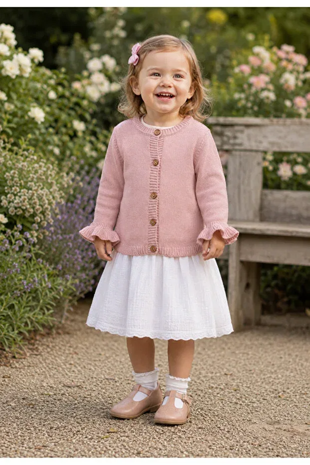 Детский кардиган из органического хлопка L L Louiou Baby Gifts, Beige — фото 3