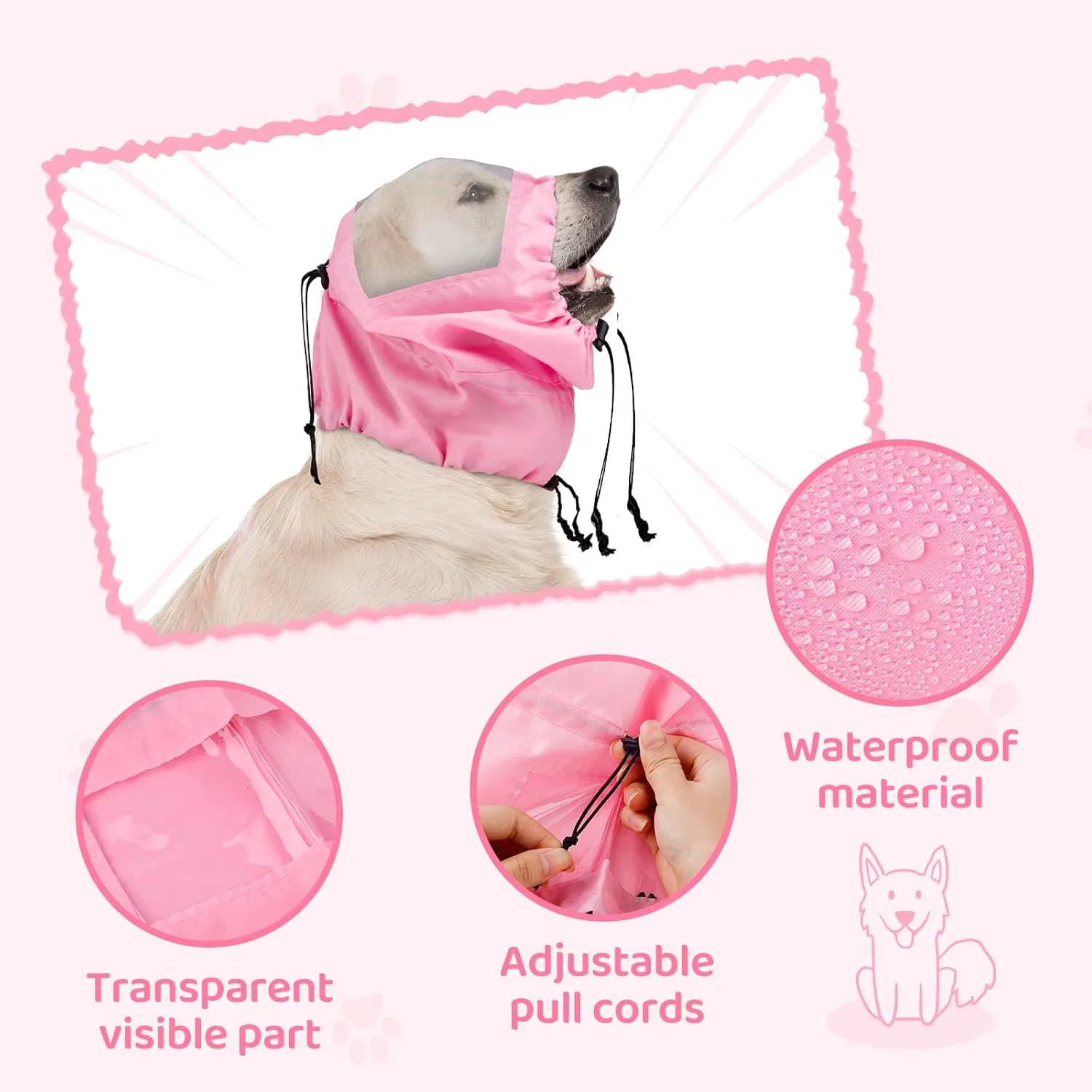 Dog Шапочка для душа Adjustable Ear Protection, PEUTIER, 30x25 cm, Pink — фото 4