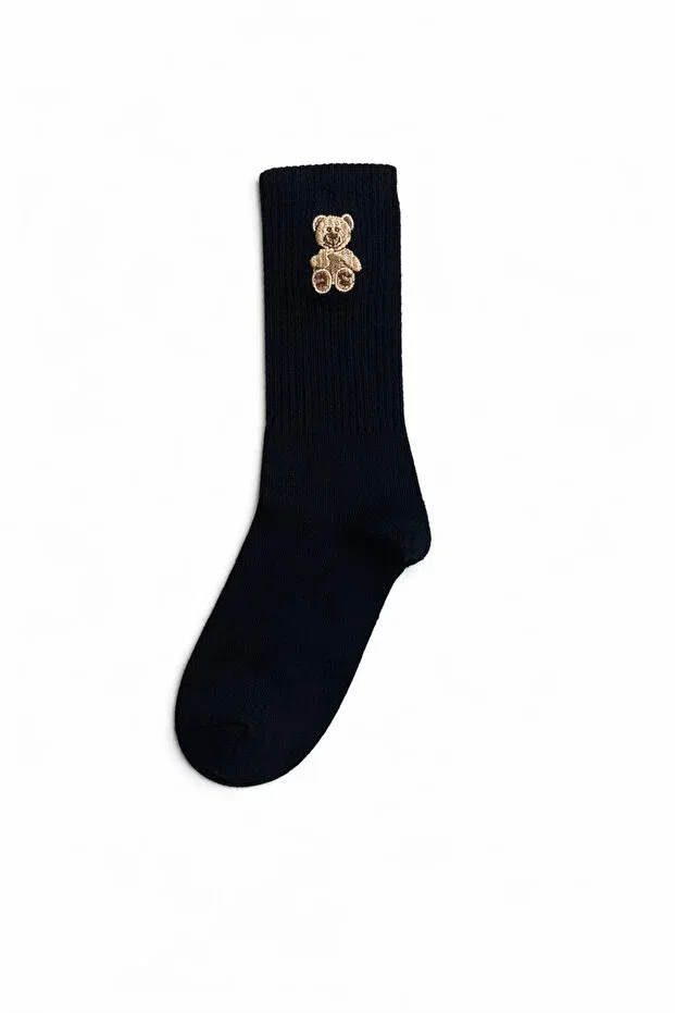 Детские носки с принтом Unisex set of 3 teddy bear embroidered socks Ous, Multicolor — фото 4