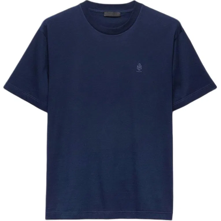 Мужская футболка с круглым вырезом, прямой крой, Marine Blue, PRADA