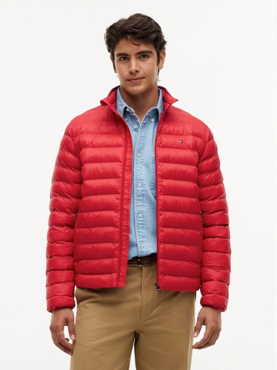 Куртка TOMMY HILFIGER Between-Season Jacket 'Packable Flag Embroidery Padded' красного цвета — фото 3