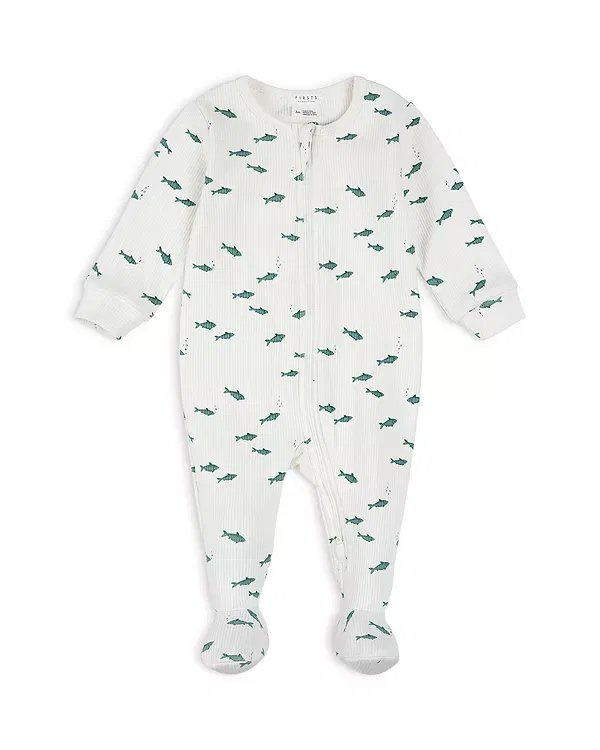 Младенческий слитный комбинезон для мальчиков с принтом Little Fishies Firsts By Petit Lem, кремовый