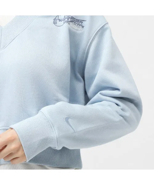 Женский свитшот с длинным рукавомNIKE NSW PHNX FLC CROP VNECK L/S, Сакс Блю — фото 3