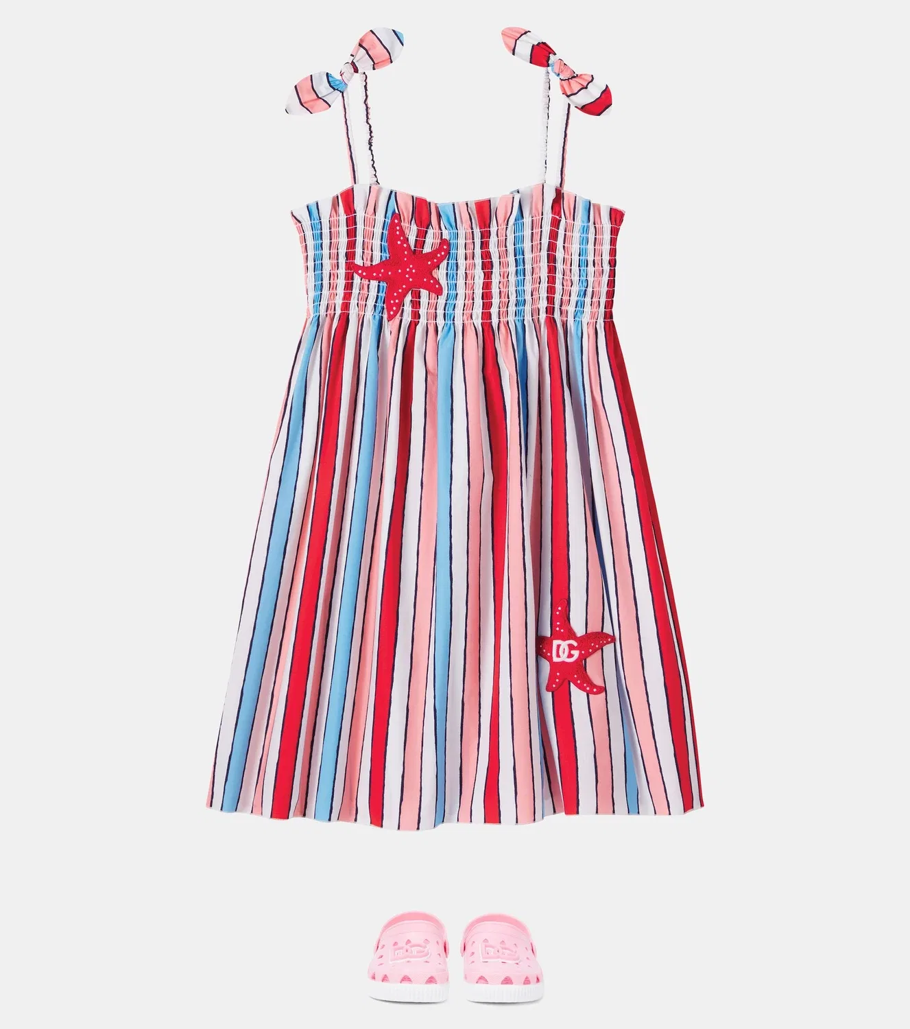 Платье полосатое хлопковое Dolce&Gabbana Kids, мультиколор — фото 2
