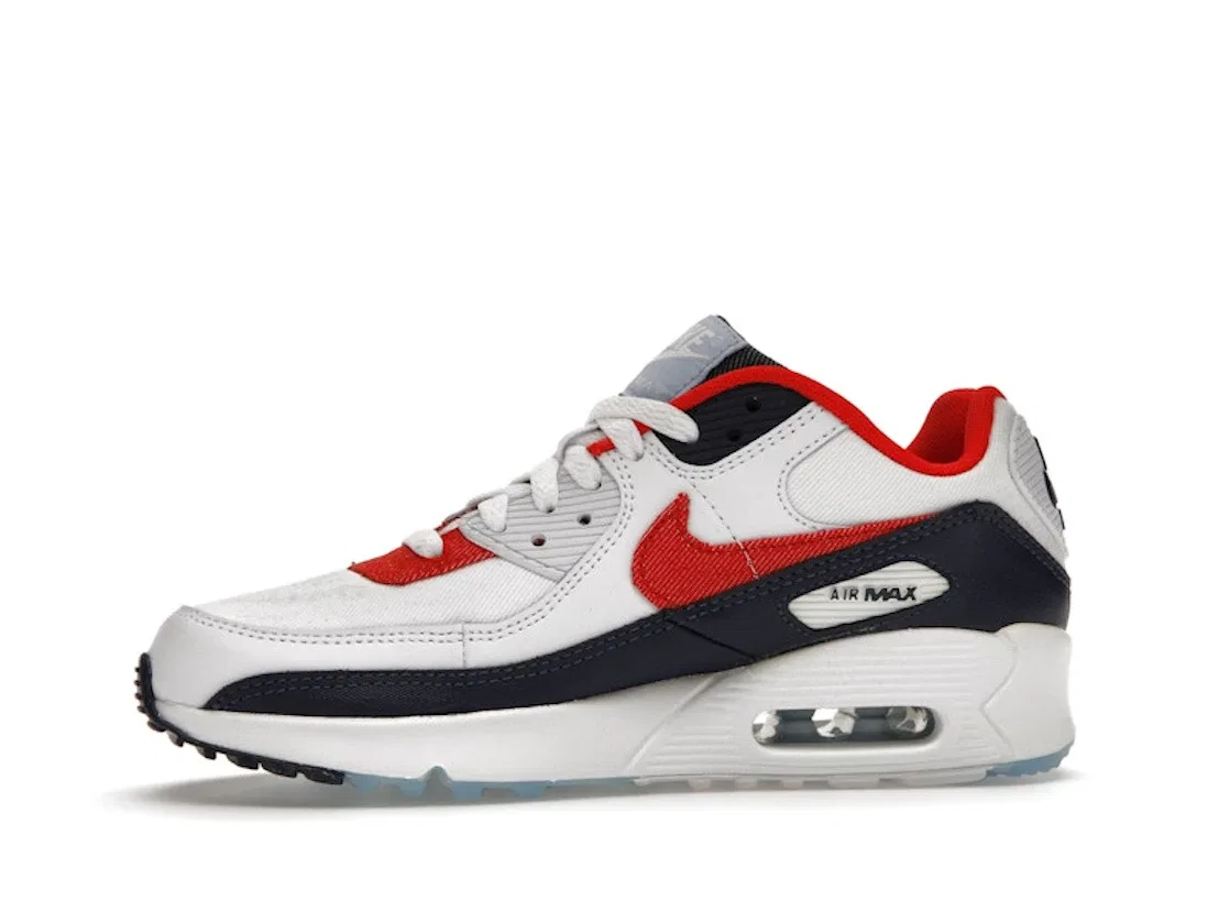 Детские кроссовки Lifestyle Nike Air Max 90, White/Deep Royal/University Red/White — фото 3