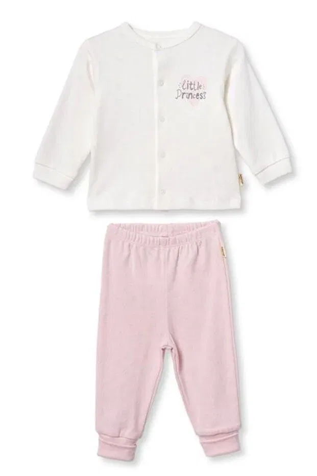Детский комплект из футера с принтом Babycosy Organic Wear, Pink