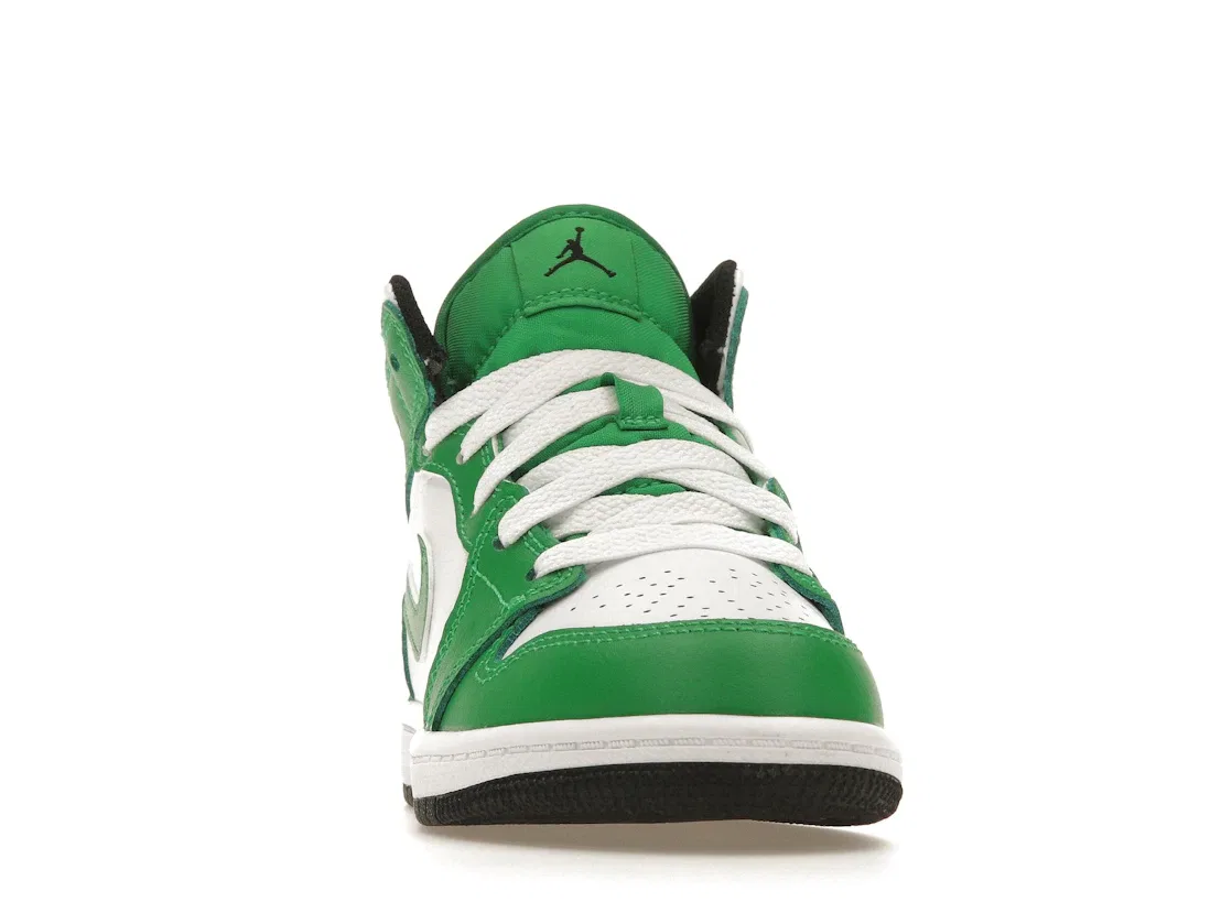 Детские кроссовки с контрастными накладками Jordan 1 Mid, Lucky Green/Black/White — фото 2
