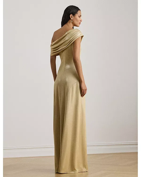 Женское платье-джерси с металлическим блеском Ralph Lauren, Birch Tan Foil — фото 3