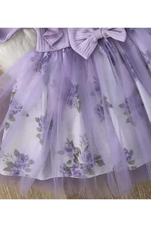 Детское платье для девочек с принтом Elegant Retro Women, Purple — фото 4