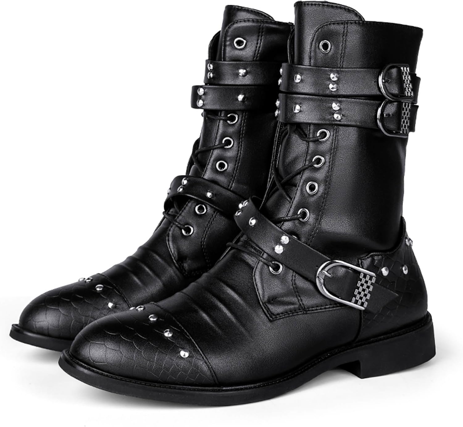 

Мужские кожаные ботинки DZBAJRQM с пряжкой и шнуровкой, модные, практичные, износостойкие, конные, с пряжкой на небольшой и средней ширины голени, для военной подготовки, боевые, для активного отдыха и походов, черный