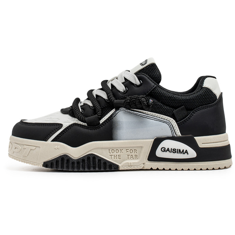 

Wooden Rabbit Амортизирующие, износостойкие, дышащие, увеличивающие рост низкие скейтерские кроссовки мужские черно-белые, цвет Black White