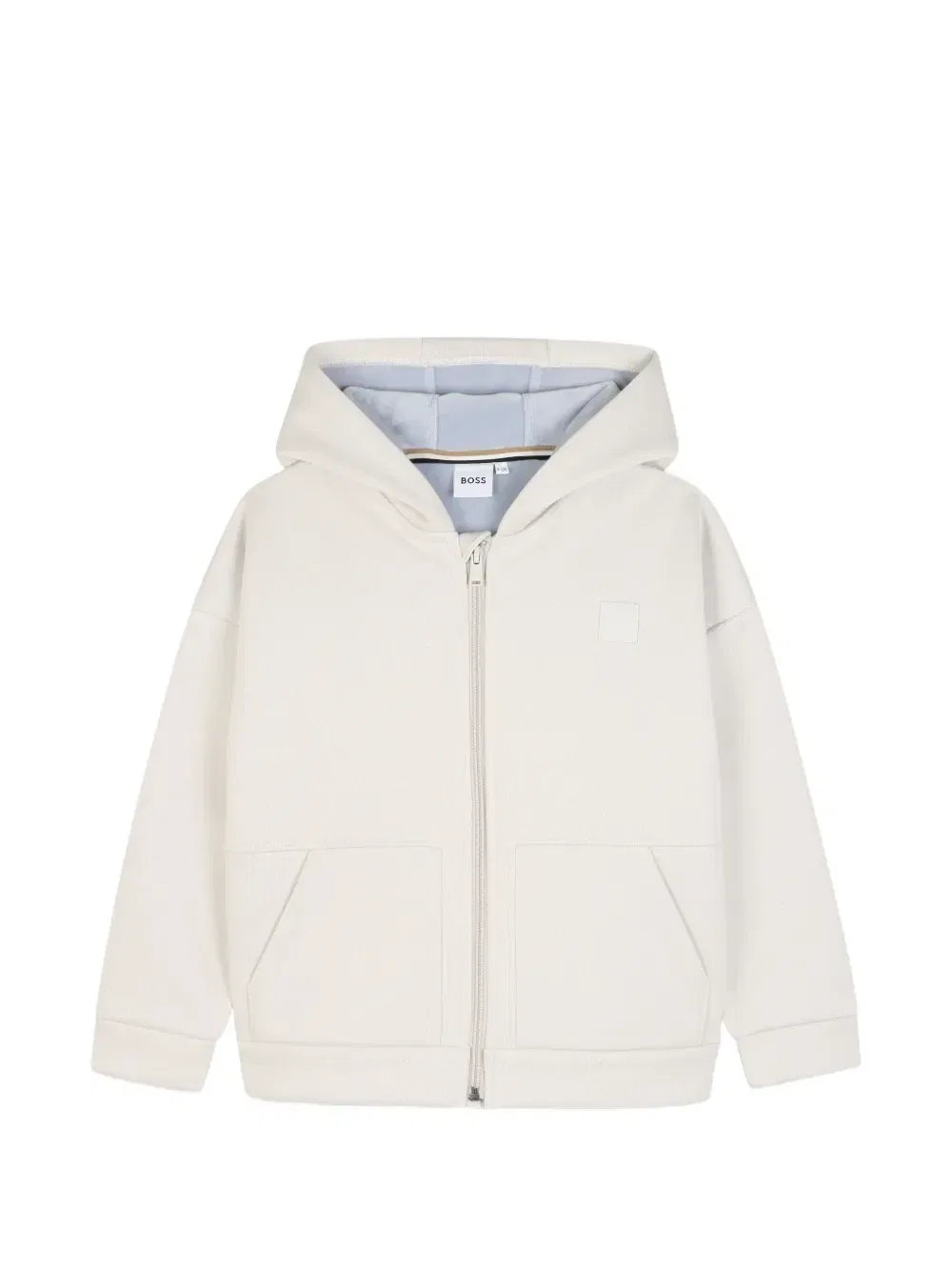 Худи на молнии с нашивкой-логотипом Boss Kidswear, бежевый
