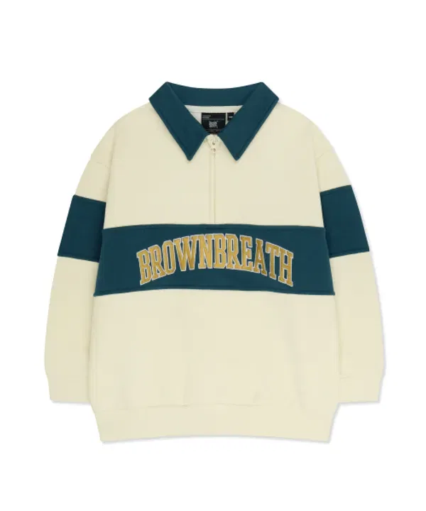 Свитшот Kids half zip up crewneck, Brownbreath Kids, айвори — фото 2