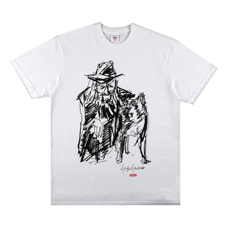 

Футболка Supreme x Yohji Yamamoto Scribble Portrait Tee 'White', белый