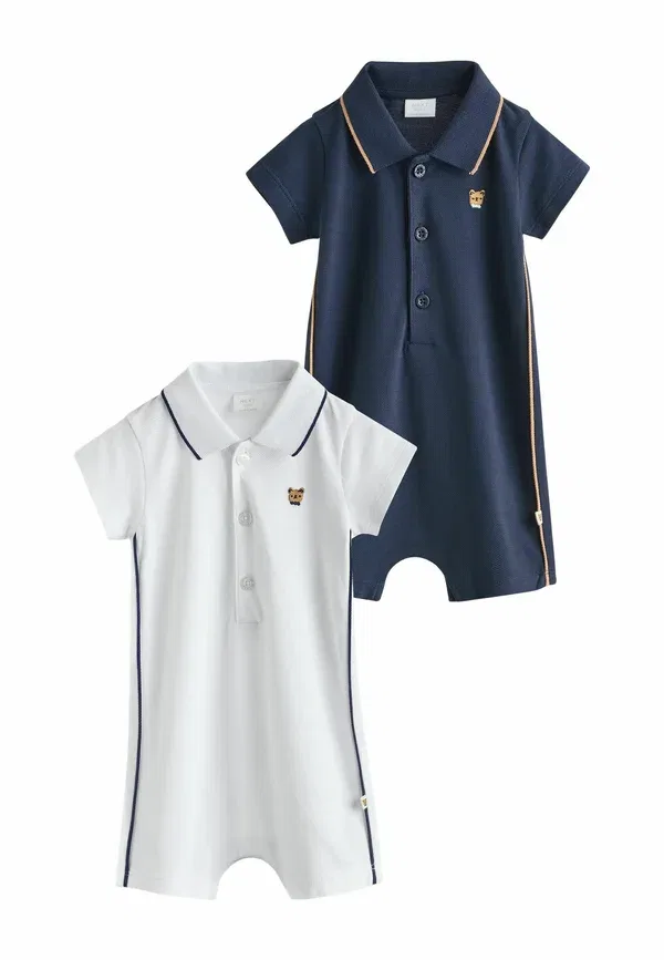 Комплект из 2 комбинезонов с поло, хлопок, Regular fit - collared rompers 2 pack, Next, Navy/White, белый/темно-синий