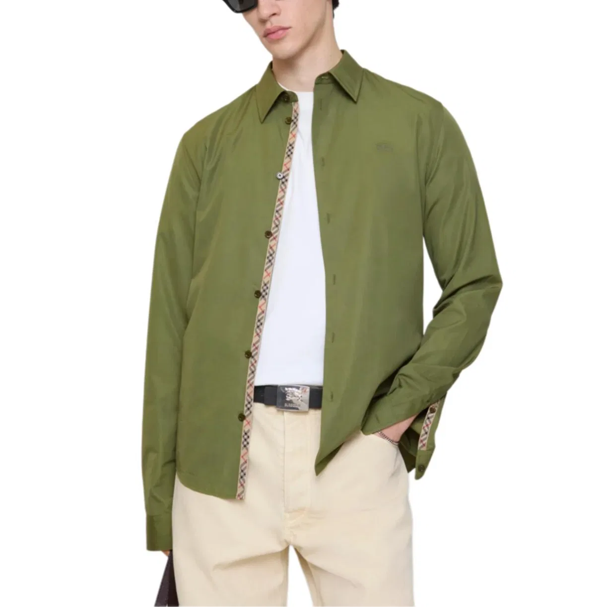 Рубашка хлопковая Burberry Equestrian Knight, мужская, зеленый — фото 3