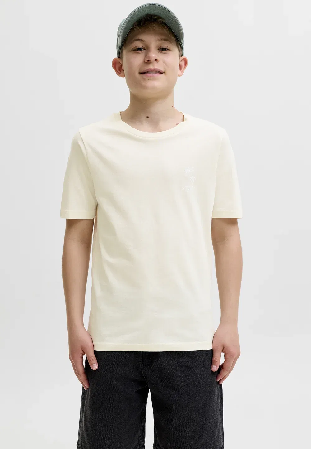 Футболка Jorafa с коротким рукавом и круглым вырезом, базовая модель Jack & Jones, Antique White — фото 2