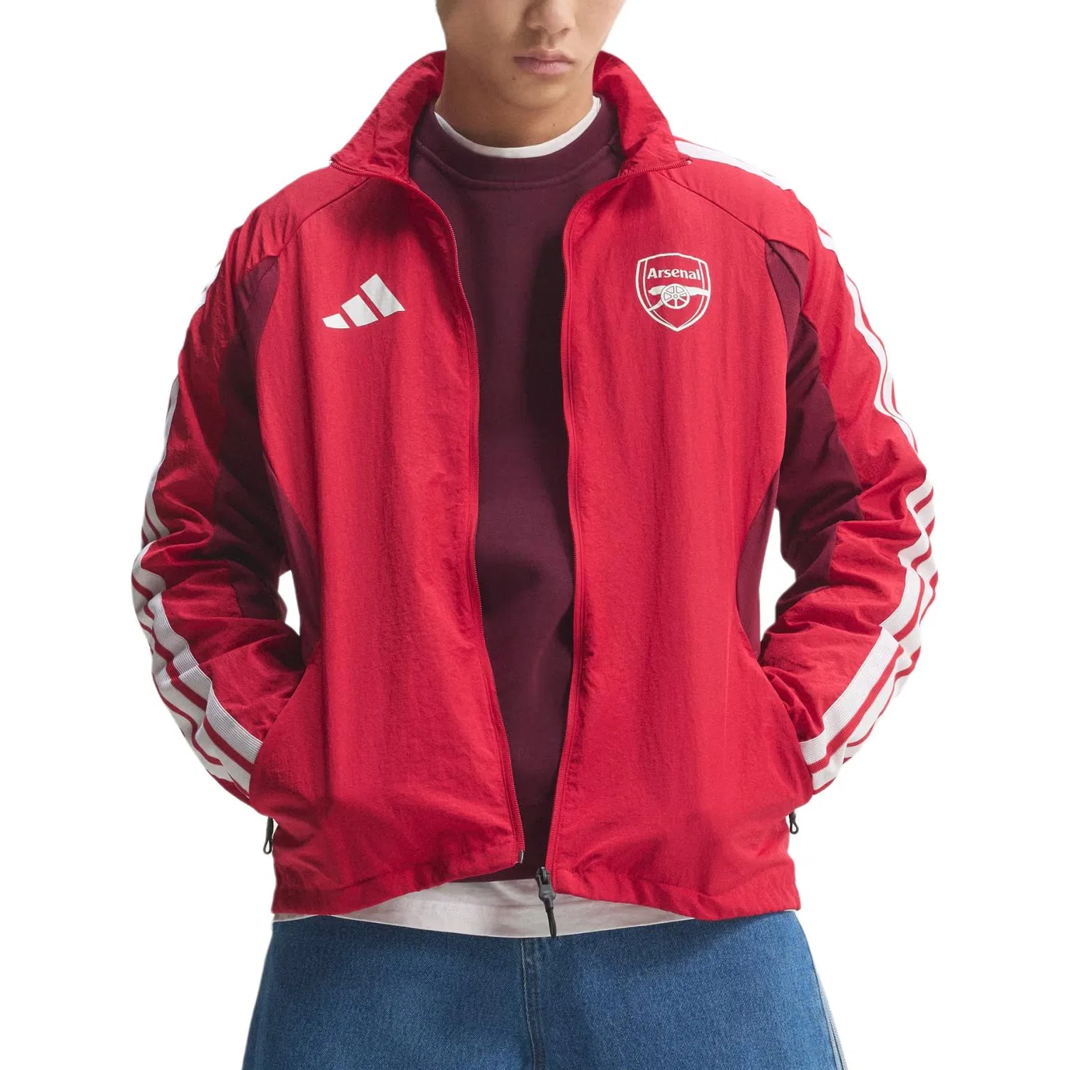 Куртка мужская, модель Arsenal, Adidas, Bright Scarlet/Team Burgundy 2 — фото 3