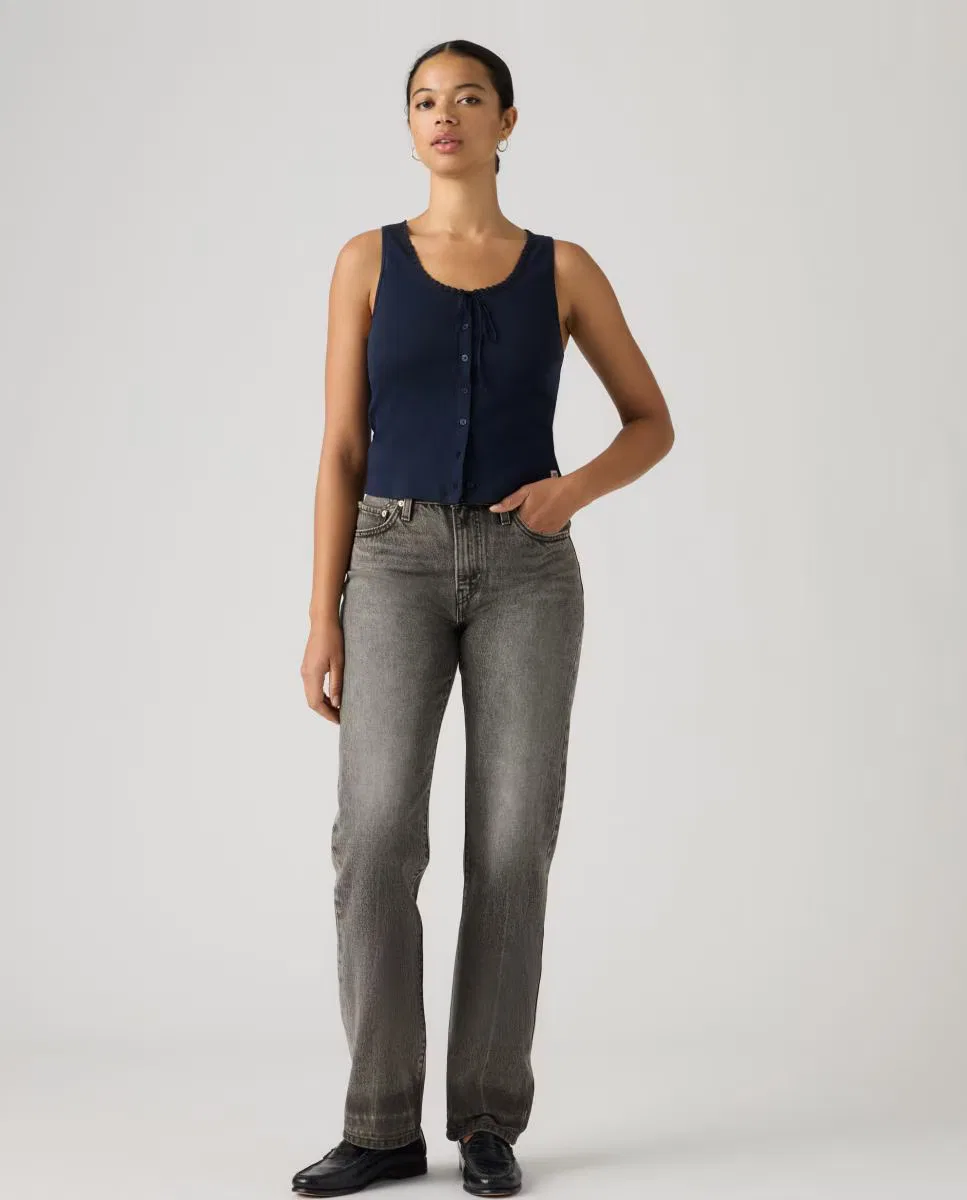 Женское прямые джинсы, Vaquero Recto Easy Dad Tiro Alto, Levi's, серый