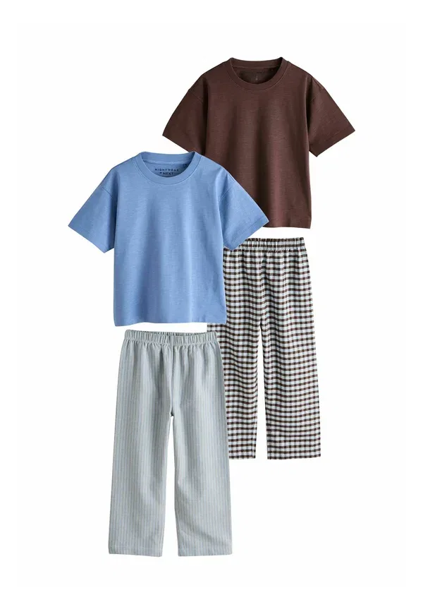 Комплект пижамы, хлопок, 2 Pack Set Next, brown, check, коричневый
