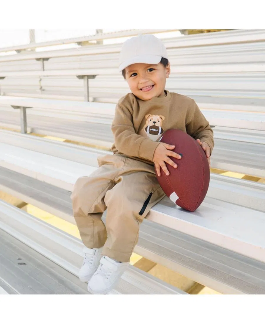 Свитшот с принтом и аппликацией Little Boys Bulldog Football Patch Sweatshirt Sweet Wink, Mocha — фото 3