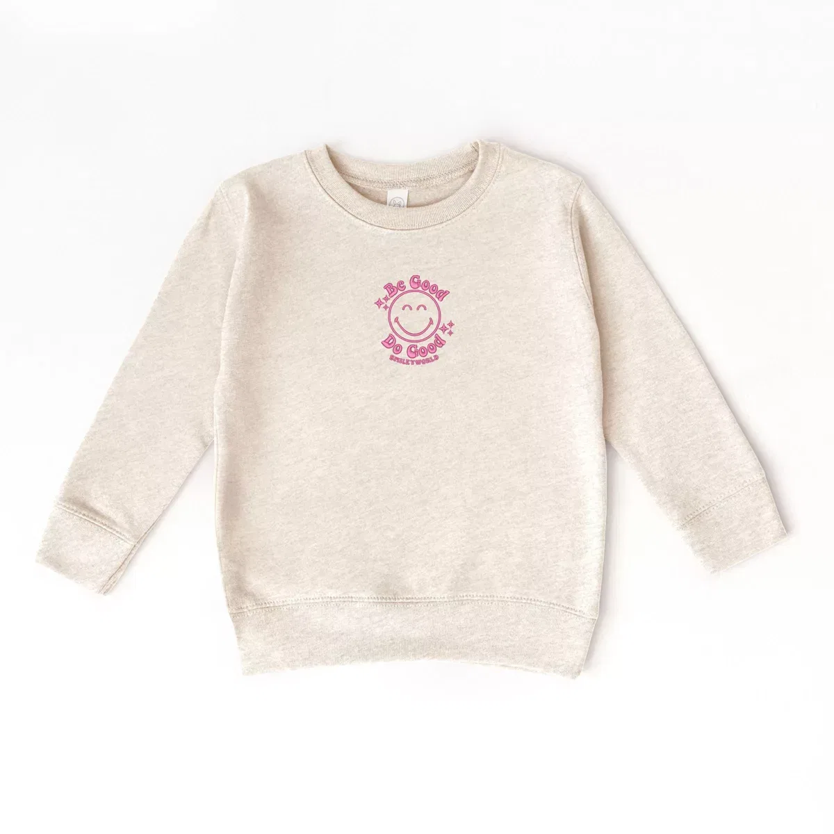 Детский свитшот с вышивкой SmileyWorld Be Good Do Good The Juniper Shop, Natural — фото 2