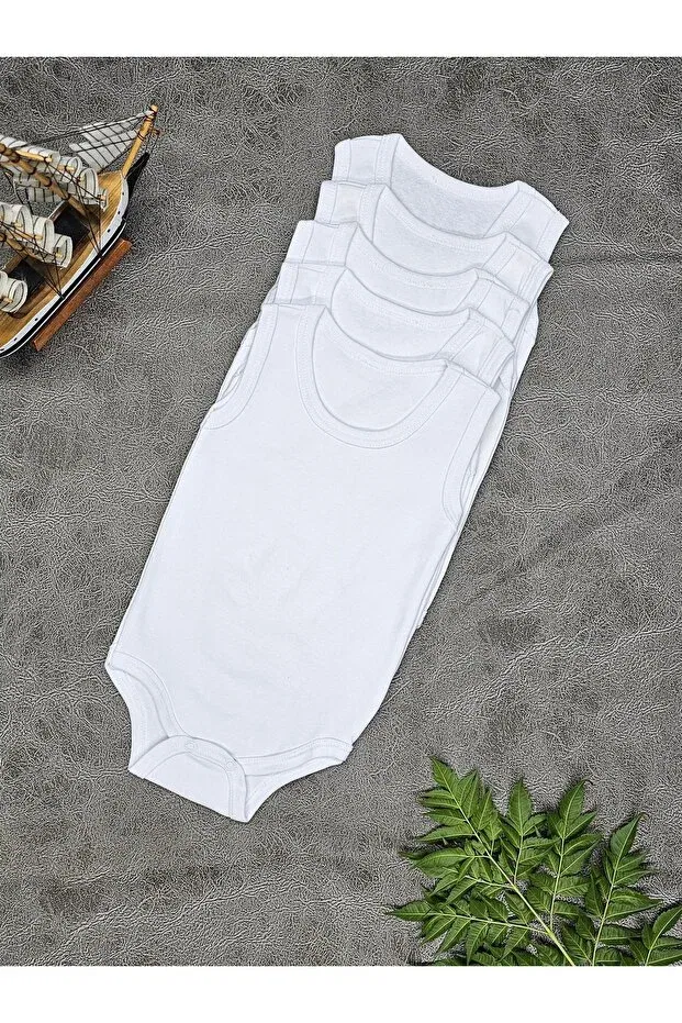 Детское боди-комбинезон без рукавов комплект 10 шт Unisex Vieso, White — фото 3