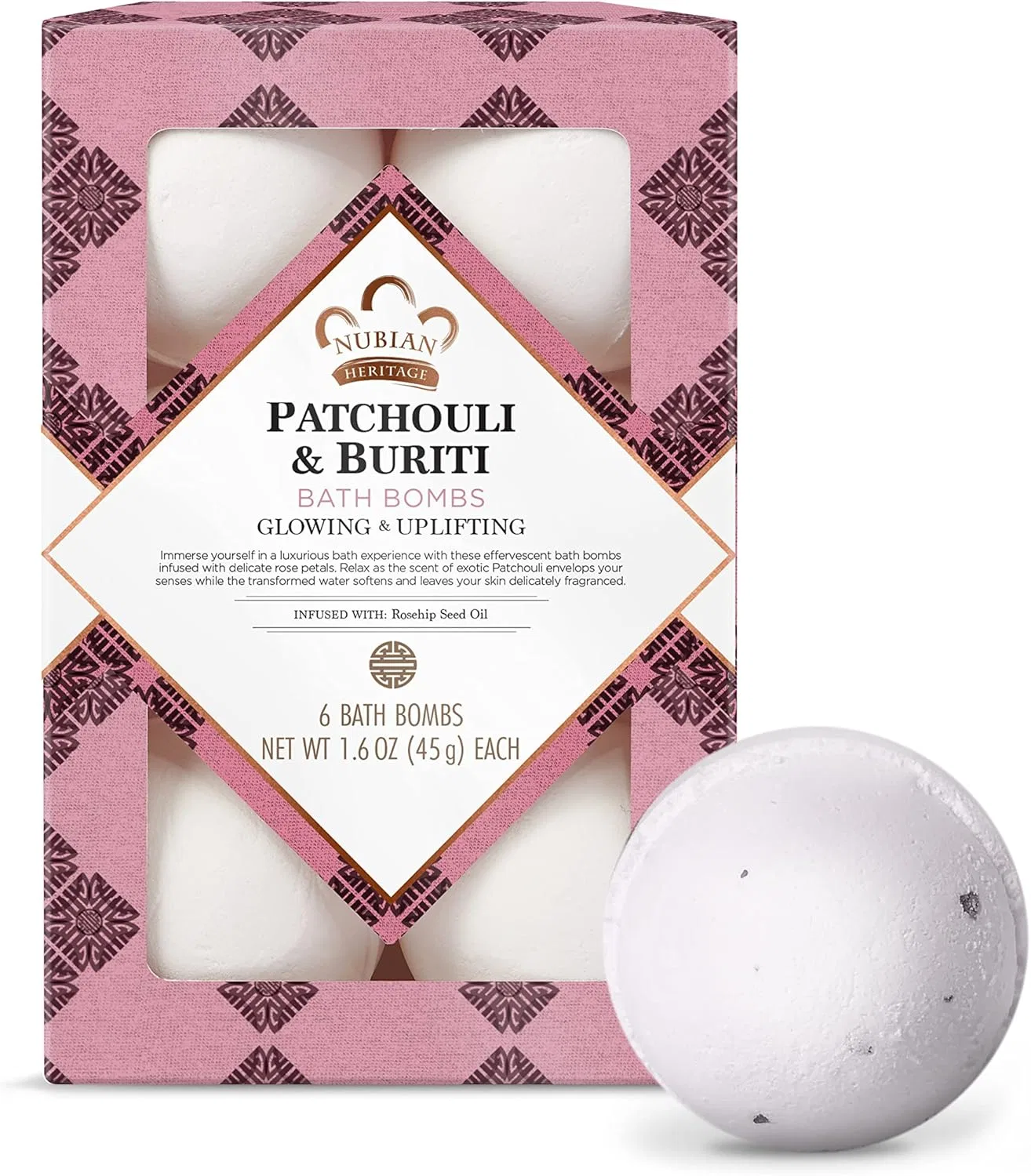 Бомбочка для ванны Patchouli Buriti Nubian Heritage, 6 шт, 136 г