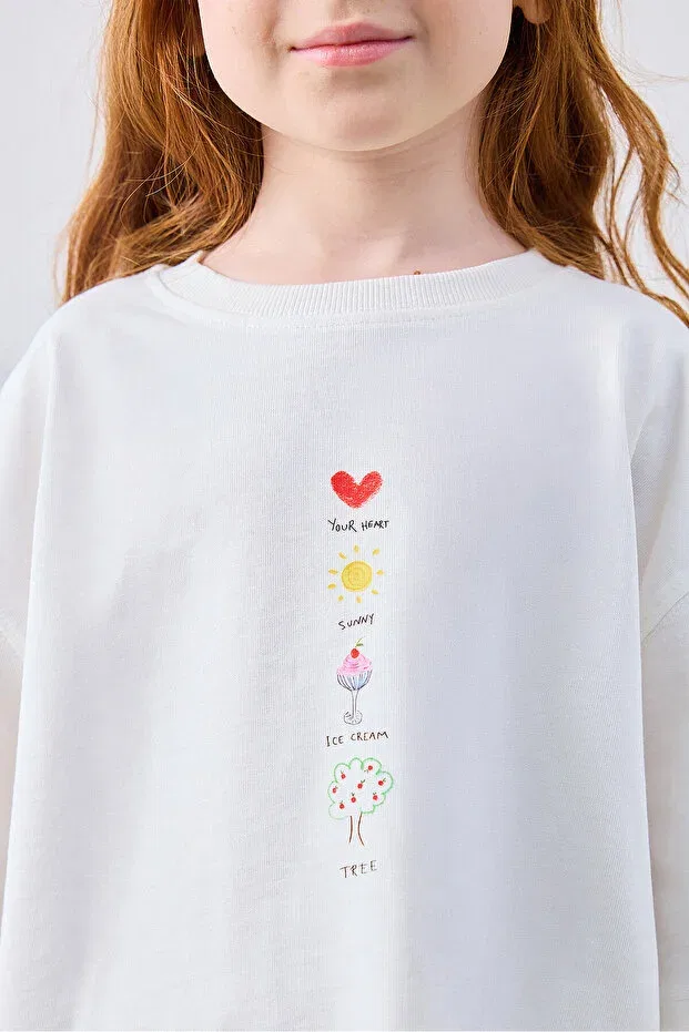 Детская футболка с принтом Sweet mood printed tshirt Marvy, Nude Color — фото 2