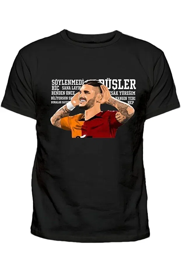 Детская футболка для мальчиков с принтом Worthy Dreams Printed Never Said Efendioğlu Design, Siyah