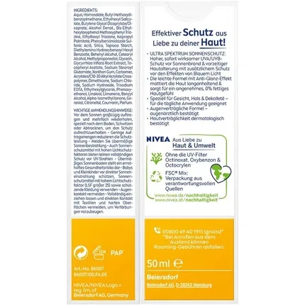 Солнцезащитный крем для лица NIVEA SUN SPF 50, 50 мл