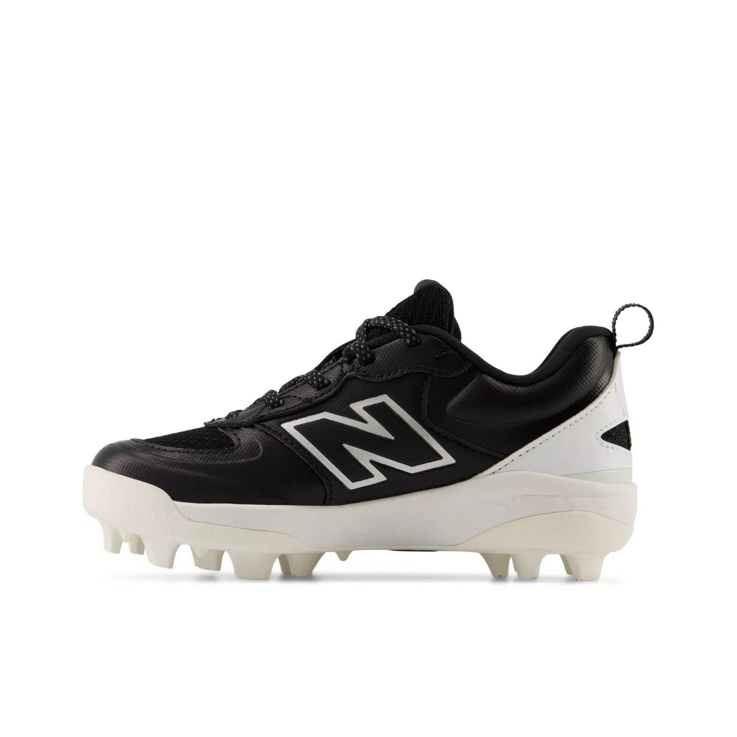 Детские бутсы для софтбола с шипами Velo v5 Rubber Molded New Balance, Black With Metallic Silver — фото 3